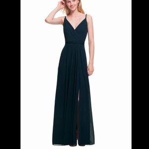 NWT BILL LEVKOFF Navy Chiffon V-Neck A-Line Dress 7021